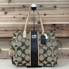 COACH コーチ 18967 レザー キャンバス シグネチャー 肩掛けショルダー トート バッグ