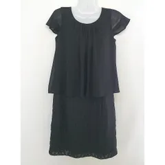 ◇ BEAMS LIGHTS ビームス ライツ レイヤード調 フレンチスリーブ 膝丈 ワンピース サイズ38 ブラック レディース  【中古】 【1203150011349】