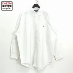 90s vintage RALPH LAUREN 無地 オックスフォード ボタンダウン YARMOUTH 長袖シャツ メンズ XLサイズ相当 ビッグサイズ オーバーサイズ