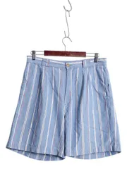 【お得なクーポン配布中!】 80s エディーバウアー ストライプ シャンブレー ショートパンツ メンズ 34 ヴィンテージ 旧タグ 100% コットン ショーツ 短パン ツータック