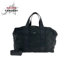 PRADA プラダ テスート 三角ロゴプレート ブラック 黒 シルバー金具  