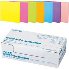 （まとめ買い）コクヨ 付箋 強粘着ふせん K2 75×75 10冊 正方形タイプ(ネオン7色ミックス) K2メ-KN7575X10 【×3セット】