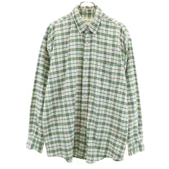 Eddie Bauer エディバウアー 00s オールド チェック柄 長袖 ボタンダウンシャツ L グリーン アウトドア メンズ 古着