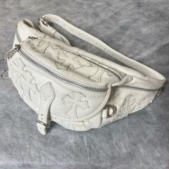 CHROME HEARTS #1 Snat Pack Cross Patch クロムハーツ スナットパック クロスパッチ 白 ホワイト レザー ウエストバッグ 鞄 カバン メンズ レディース 極美品 保存袋付