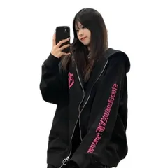 レディース プリント ビッグシルエット ビッグパーカー 体型カバー パーカー