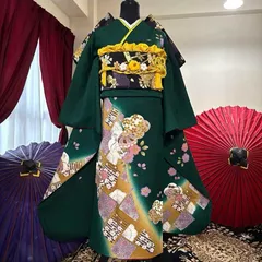 深紅 正絹 振袖７点フルセット 老舗呉服店 梅岡 美品 深紅 正絹 振袖7点フルセット 老舗呉服店 梅岡 美品 レディース