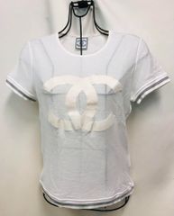(2054)シャネル　CHANEL　ロゴTシャツ　ホワイト　メッシュ　サイズ38