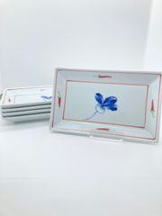 未使用 翔山 美濃焼 羽子板 角皿 5枚 銘々皿 正月 金彩 色絵 箸置き