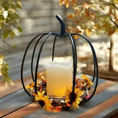 キャンドルホルダー キャンドルスタンド カボチャ型 かぼちゃ パンプキン アイアン型 鉄 ブラック インテリア 装飾 パーティー リビング ダイニング オシャレ 可愛い 寝室 ハロウィン装飾