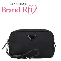   中古 プラダ ポーチ ヴェラ Re-Nylon トライアングルロゴ 小物入れ ブラック ABランク ナイロン レディース PRADA 【送料無料】【名谷店】