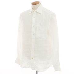 【新品】グランシャツ Glanshirt リネン ワイドカラー カジュアルシャツ ホワイト【サイズ40】【メンズ】