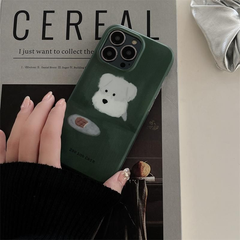 わんこ 犬 待て！ワンちゃん グリーンケース おしゃれ かわいい 携帯ケース 携帯カバー スマホケース iPhone12 iPhone13 iPhone14 iPhone15