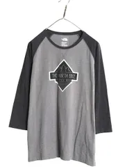 【お得なクーポン配布中!】 ノースフェイス ロゴ プリント ベースボール Tシャツ レディース XL / アウトドア 7分丈 ラグラン ロンT ロゴT 長袖Tシャツ 前V ツートン