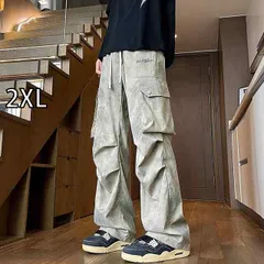 [2XL]秋冬 メンズ  服 シンプル ファッション オシャレ 大人 かっこいい 大きいサイズ ストリート 紳士服 プリーツ 秋 ワイド レッグ パンツ ストレート カジュアル