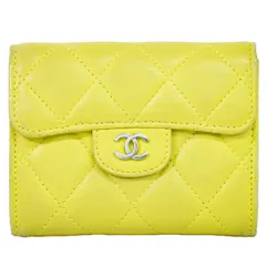 良品 CHANEL ボーイシャネル キルティング ココマーク ミニ財布 黄色 良品 CHANEL ボーイシャネル キルティング ココマーク ミニ財布