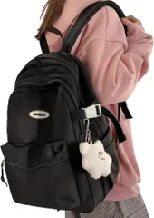 Raizm サイズ感マル リュック リュックサック バックパック レディース 韓国 女子 大容量 高校生 大学生 中学生 通学 A4 旅行( ブラック)