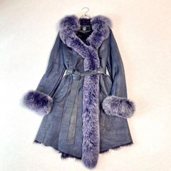 タグ付き 希少カラー ラビット フォックス ロングコート レザー 毛皮