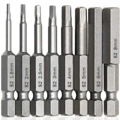 【人気商品】電動ドライバー 磁気吸着 ビット 6.35mm 六角 1.5mmー8mm 精密ドライバー ドリル インパクトドライバービット ビット工具 8本セット 50mm長六角ビット 六角レンチビット