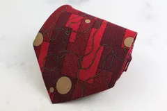 ジャンニ・ヴェルサーチ ブランド ネクタイ 総柄 ドット 格子柄 パネル柄 シルク 日本製 PO メンズ レッド Gianni Versace 【中古】