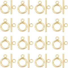 UNICRAFTALE 約20組 トグルクラスプ OTクラスプ リング T字型 O字型 304ステンレス 留め金具 ゴールド マンテル ネックレス 留め具(ゴールド-20セット,  直径12mm)