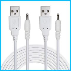 【在庫セール】mm mm 1.35 5V x 3.5 DCバレルジャック電源ケーブルコネクタ DC to - USBタイプA 2本1.5m 白 Liwinting