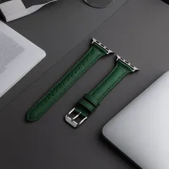 Apple Watch アップルウォッチ 本革レザーバンド グリーン 38 40 41 42 44 45 49mm 対応 牛革 ベルト ワンタッチ交換 全シリーズ対応