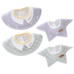 【特価セール】女の子 男の子 4枚 よだれかけ セット ベビー スタイ 口拭きタオル食事用 保育園