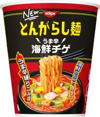L041	カップ麺　まとめて　うま辛海鮮チゲ　日清食品　日清のとんがらし麺　うま辛海鮮チゲ　うま辛練り込み麺　カップ麺　62g ×12個　コクと旨み　夜食　勉強中　受験生　昼ごはん　間食　うまい　辛い　夜更かし	4902105283196