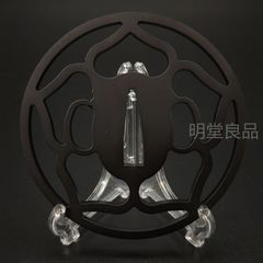 BK0145　日本刀装具　刀鍔　桔梗の図　透し　鉄地　透　鍔　刀剣美術　重量：約81G