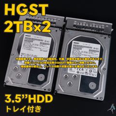 【2台セット】HGST 3.5インチHDD 2TB HUS724020ALA640 トレイ付き SATA 動作中古品 【HG2T-B27t/B28t】
