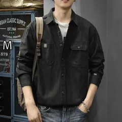 [M ]メンズ ファッション 服  オシャレ シンプル 大人 かっこいい 大きいサイズ ストリート 紳士服  アメリカン レトロ ワークウェア 長袖 シャツ 秋 カジュアル コットン シャツ ハンティングジャケット