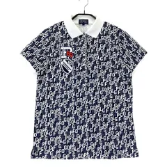 サイズ：1 PEARLY GATES パーリーゲイツ  半袖ポロシャツ ワッペン ロゴ 総柄 ネイビー系 [240101503279] ゴルフウェア レディース ストスト