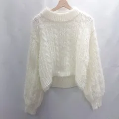 ◇ ⊇ mysty woman ミスティウーマン シンプル 長毛 長袖 ニット サイズフリー ホワイト レディース E  【1502060041034】