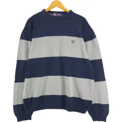古着 90年代 ラルフローレン Ralph Lauren CHAPS チャップス ボーダー柄 コットンニットセーター USA製 メンズXL相当/eaa521454