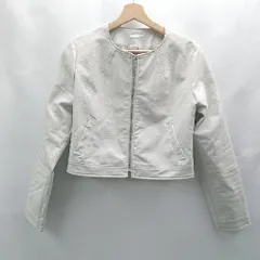 ◇ ⊇ RESEXXY リゼクシー フェイクレザー 長袖 ジャケット サイズF オフホワイト レディース E  【1503060020210】