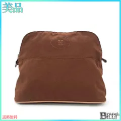 素材コットン【美品】HERMES  ボリードポーチＧＭ 大容量35