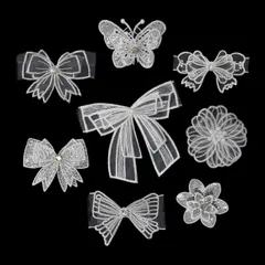 ワッペン MUNCVY レース生地 縫製 リポン 蝶々 DIY 服 工芸品の装飾 バッグ 靴 帽子 飾り アクセサリー アップリケ モチーフ 8枚セット アイロン両面接着シート付