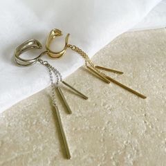 イヤーカフ 片耳用 チェーン ロングイヤーカフ イヤカフ イヤーカフス イヤリング ノンホールピアス 真鍮 レディース アクセサリー 大人かわいい デイリー 上品 きれいめ 韓国アクセサリー 350p シースキー【seasukii】