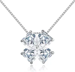 JIANGXIN ハート シルバー925 ネックレス レディース 四つ葉のクローバー 誕生石(ホワイト)