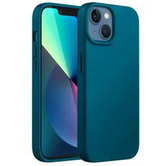 ティールブルー JEDirect iPhone13 シリコンケース(6.1インチ専用) シルキーソフトタッチフルボディ保護ケース マイクロファイバーライニング付き耐衝撃カバー (ティールブルー)