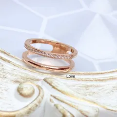 2連リング ステンレスリング ステンレス指輪 ピンキーリング ピンクゴールド