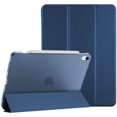 ダークブルー ProCase iPad Air 11インチ M2 (2024) / iPad Air 第5世代 / 第4世代 ケース 軽量 スタンド 三つ折り フォリオ保護ケース 半透明バックカバー Apple Pencil 2対応 対応端末：iPad Air