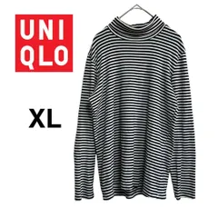XL UNIQLO ユニクロ タートルネック 長袖トップス ボーダー XLサイズ ホワイトブラック シンプルなデザインなので、どんなコーデにも合わせやすいです◎ T398_a155