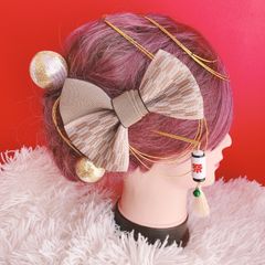 お祭り髪飾り☆祇園祭☆御神輿☆成人式髪飾り☆卒業式☆結婚式☆お揃い☆畳縁リボン☆浴衣ヘア☆夏祭り☆だんじり祭り☆よさこい髪飾り☆