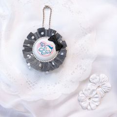 ハンドメイド　両面マタニティマーク　チュールロゼット　ホワイトxブラック　完成品