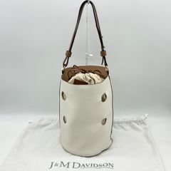 J&M DAVIDSON ジェイアンドエムデヴィッドソン JOY ジョイ レザー ハンドバッグ ショルダーバッグ 肩掛け 2way バケットバッグ ホワイト アイボリー ブラウン ゴールド金具 【中古】Bランク　2_226