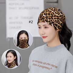 医療用帽子　ケア帽子　ヒョウ柄　レディース　ニット帽　室内帽子　伸縮性　ターバン　アニマル柄　キャップ　ビーニー