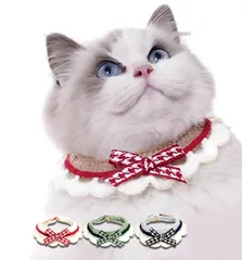 猫 首輪 3個セット 猫用 ペット バンダナ ビブ スカーフ 小型犬 チョーカー アクセサリー 写真 撮影 (S) 飾り 小動物 犬 バンダナ ペットよだれかけ 犬よだれかけ ねこ ネコ リード 猫首輪 帽子 クリスマス ハロウィン 蝶ネクタイ スカー [S]