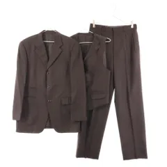 MEN'S BIGI (メンズビギ) 90～00S ノッチドラペル 3B ストライプテーラードジャケット ベスト 2タック テーパード スラックスパンツ 3ピースセットアップ ブラウンのサムネイル