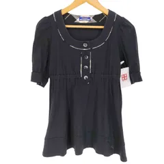 バーバリーブラックレーベル BURBERRY BLACK LABEL チェックパイピングウエストマークハーフボタンブラウス レディース  38